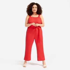 Everlane The Linen Square Neck Jumpsuit Red Size 2